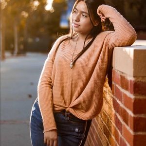 Wild Fable Pink/ Salmon textured long sleeve (S)